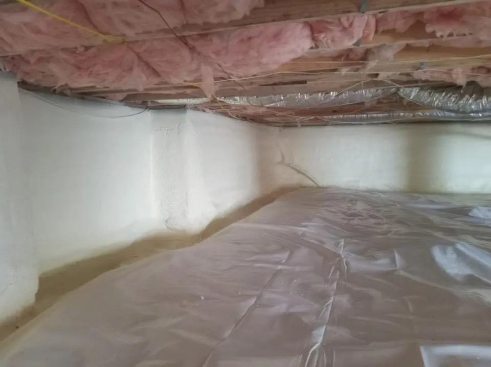 Crawl space encapsulation with closed-cell spray foam for Roof Waterproofing in Ayden
